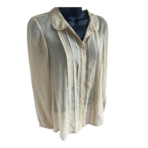 Juicy Couture 100% Silk Sheer Blouse S Bow Tie Neck Cream Gold Y2K Romantic‎ Top - Picture 2 of 6